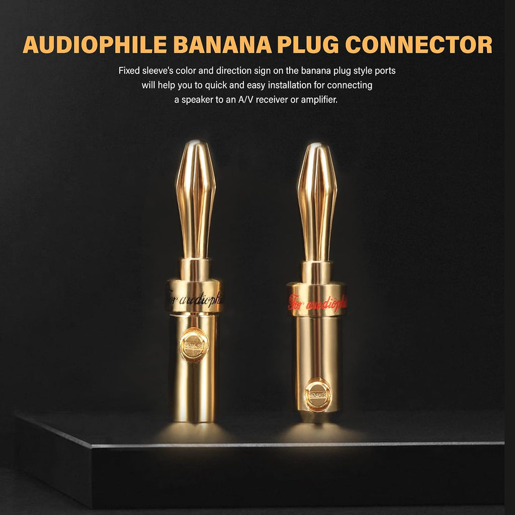 1 Pair 13AWG Oxygen-Free Copper Speaker Cables with Banana Plug Tips H351842