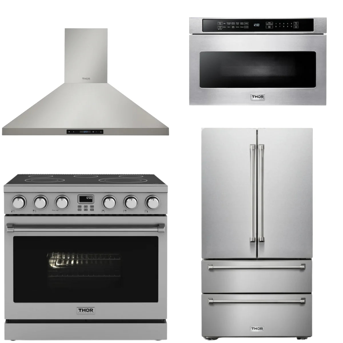 36 Electric Range, Range Hood, Refrigerator and Microwave I3115