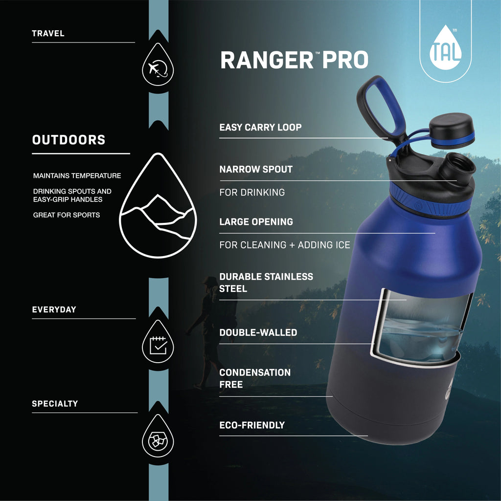 Stainless Steel Water Bottle 64 fl oz, Black R32595