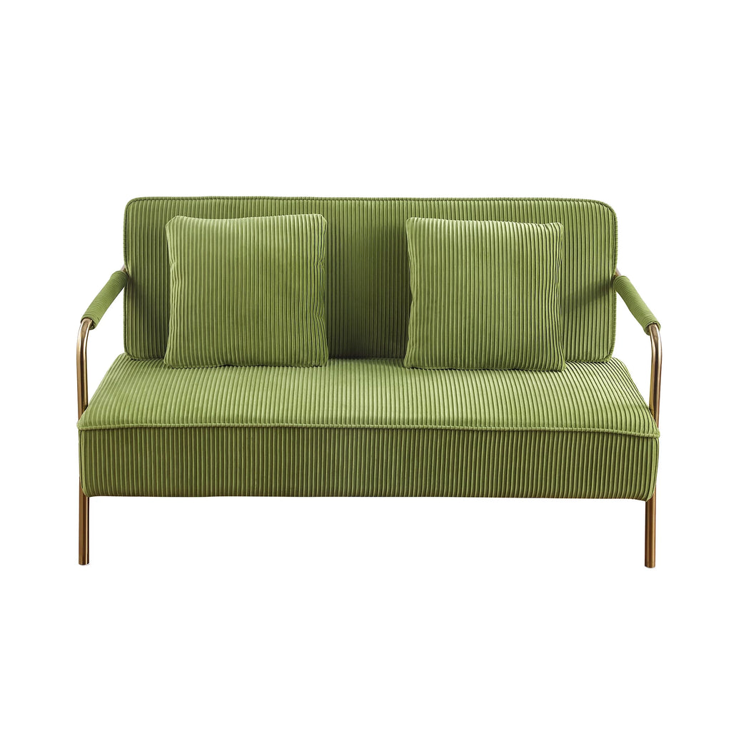 Olive Green Velvet Upholstered Loveseat E95744