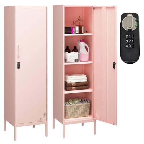 Metal Locker Storage Cabinet with Digital Lock, 3 Adjustable Shelves N752