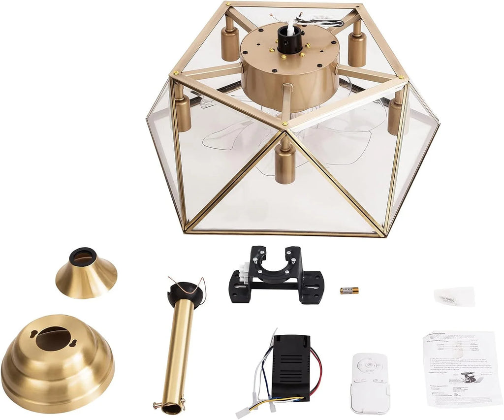 18.5'' Caged Ceiling Fan with Lights Remote Control I455