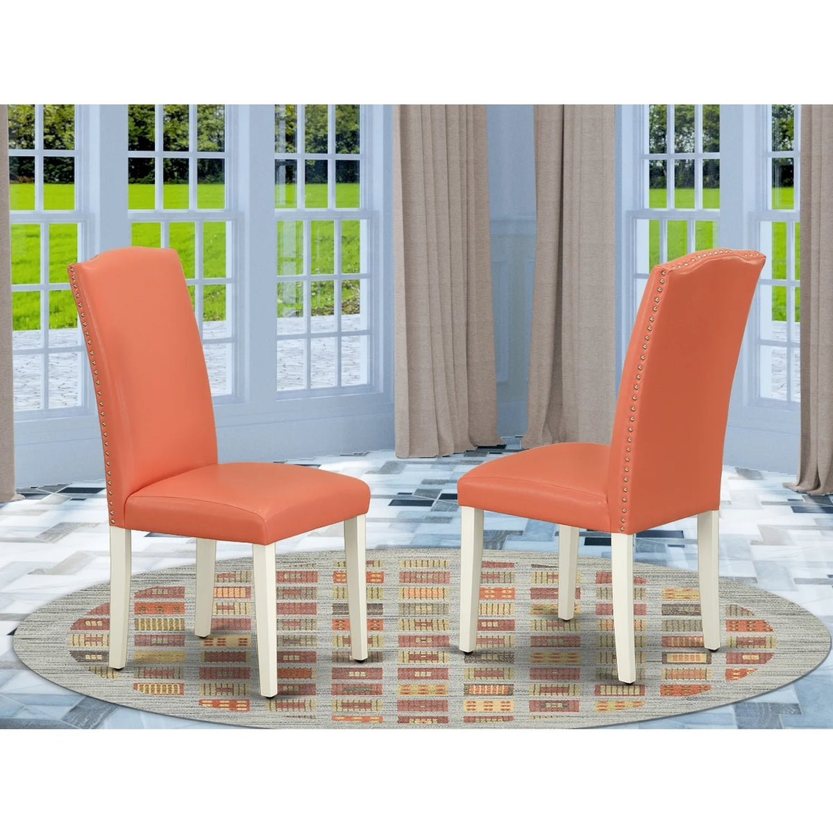Pu Leather Chair Set Of 2 P7693