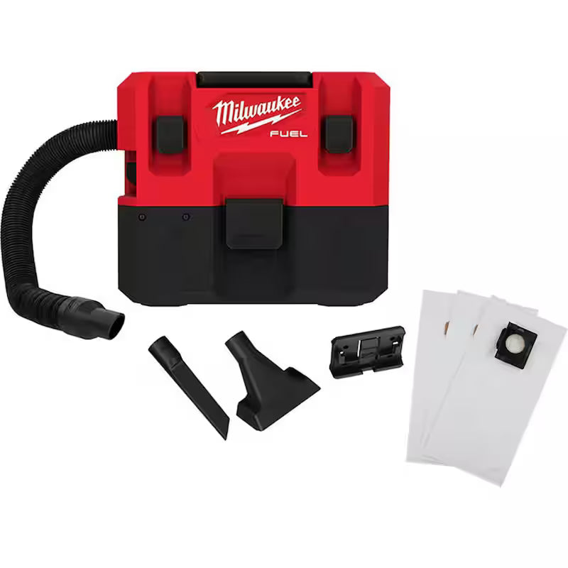 12-Volt Cordless 1.6 Gal. Wet/Dry Shop Vacuum with 3 Pk Fleece Dust Bags Y6929