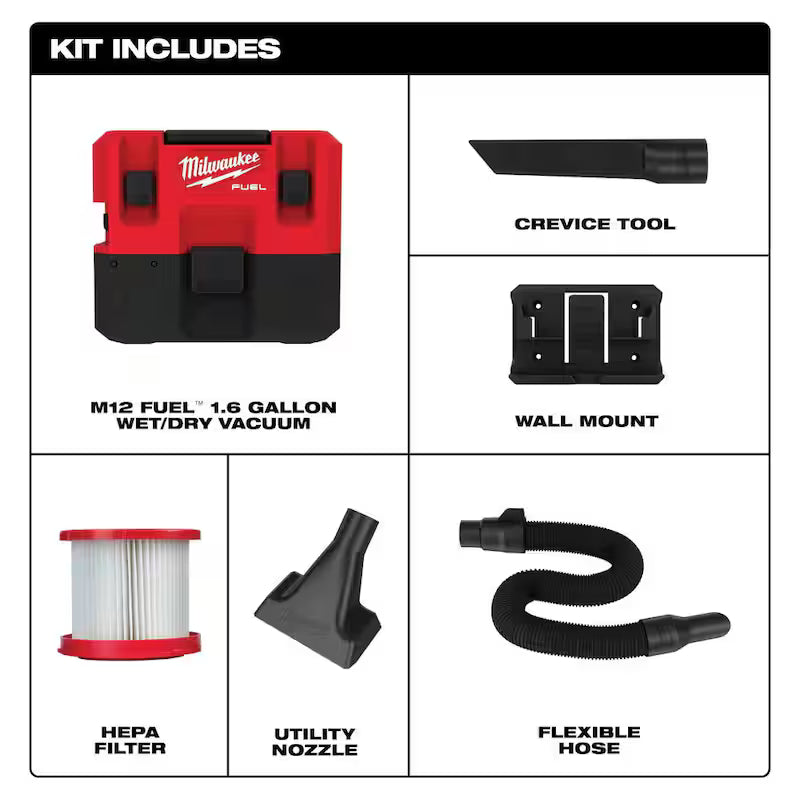 12-Volt Cordless 1.6 Gal. Wet/Dry Shop Vacuum with 3 Pk Fleece Dust Bags Y6929