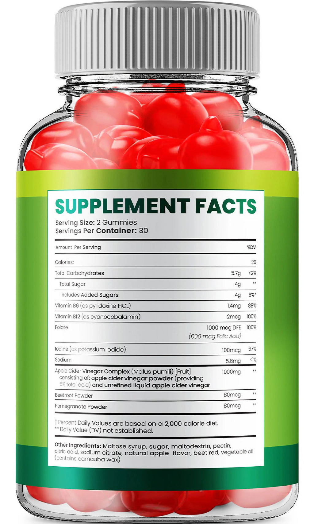 Keto ACV Gummies 1000MG with Folic Acid Beet Root 60 Gummies F1696