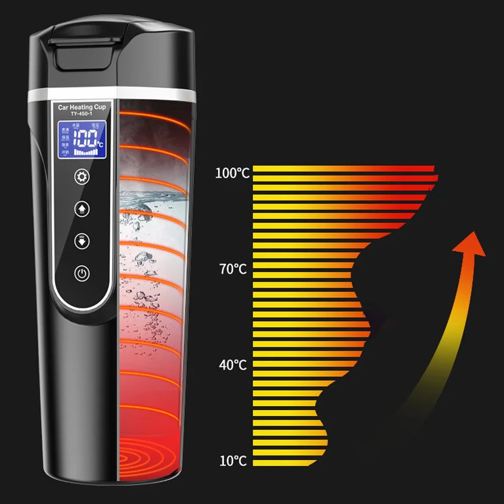 12V 24V Heated Water Cup Electric Kettle LCD Display F2099