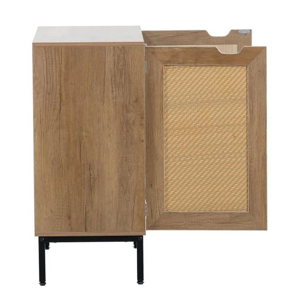 Rustic 2 Rattan Doors Natural Wood Storage Cabinet G751910