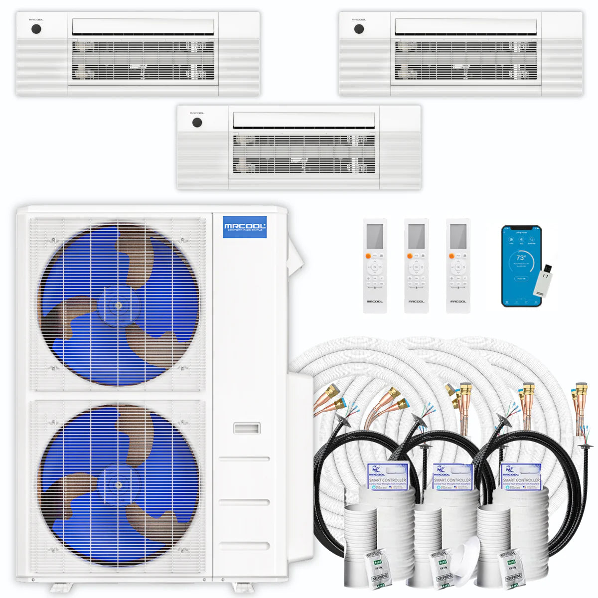 45,000 BTU 3 Zone Ceiling Cassette Ductless Air Conditioner and Heat Pump Z691160