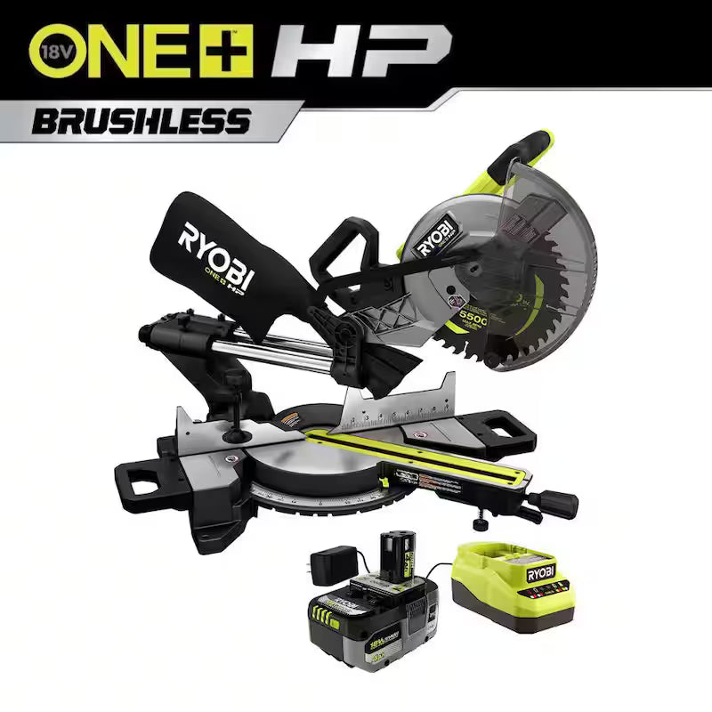 18V Brushless Cordless 10 in. Sliding Compound Miter Saw Kit with Battery and Charger J643059
