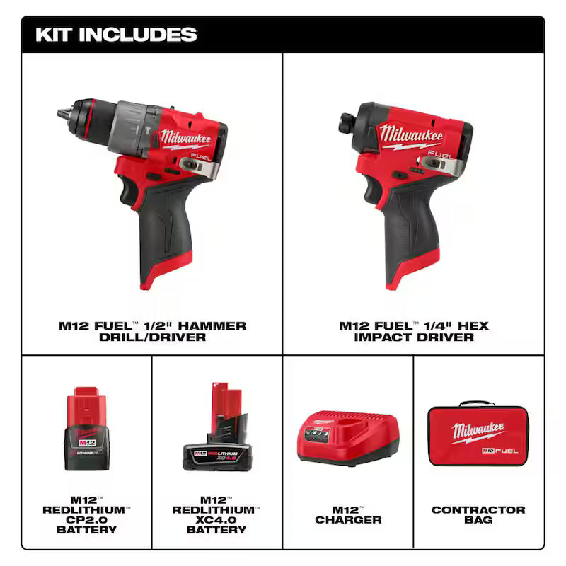 12-Volt Cordless Hammer Drill & Impact Driver Combo Kit with 50-Piece Bit Set A586