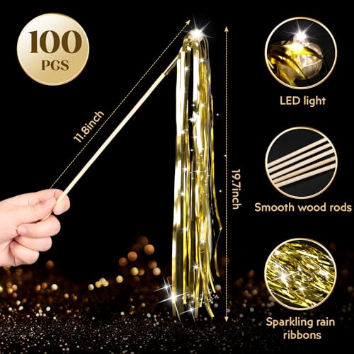 100 PCS Light Up Wedding Wands LED Tinsel Streamers Z703