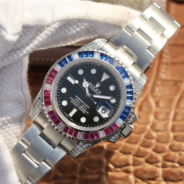 Silver Blue Red Diamond 40mm T3482