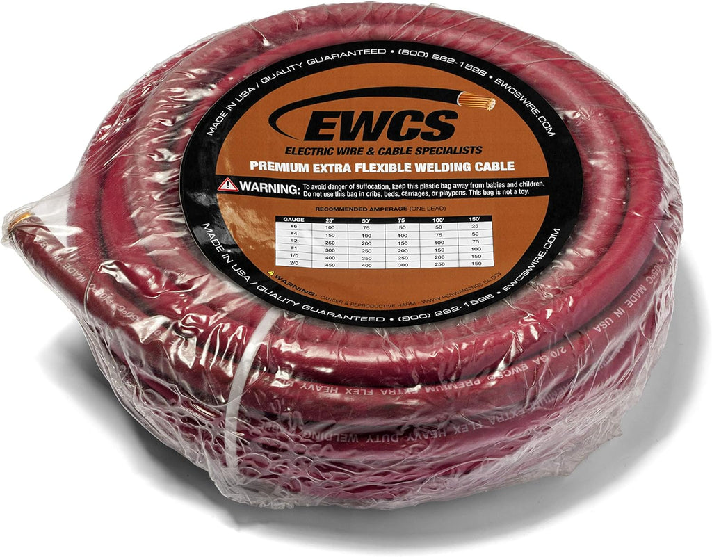 4/0 Gauge 25 Feet Red Copper Welding Cable 600 Volt O488771