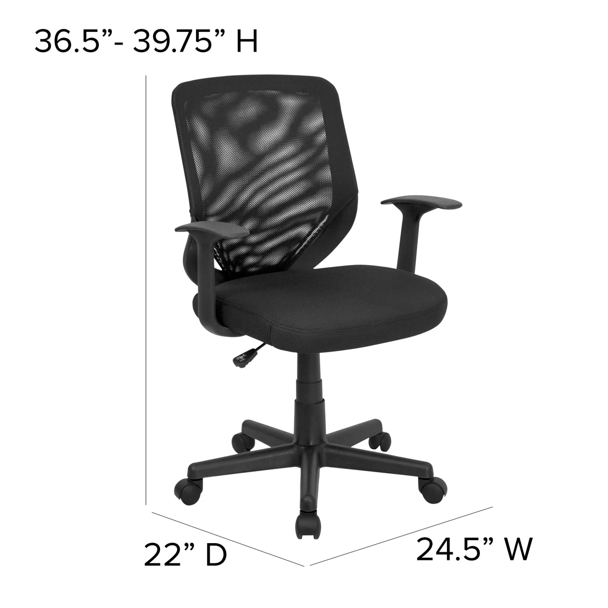 Black Mesh Swivel Task Office Chair with T-Arms Q619