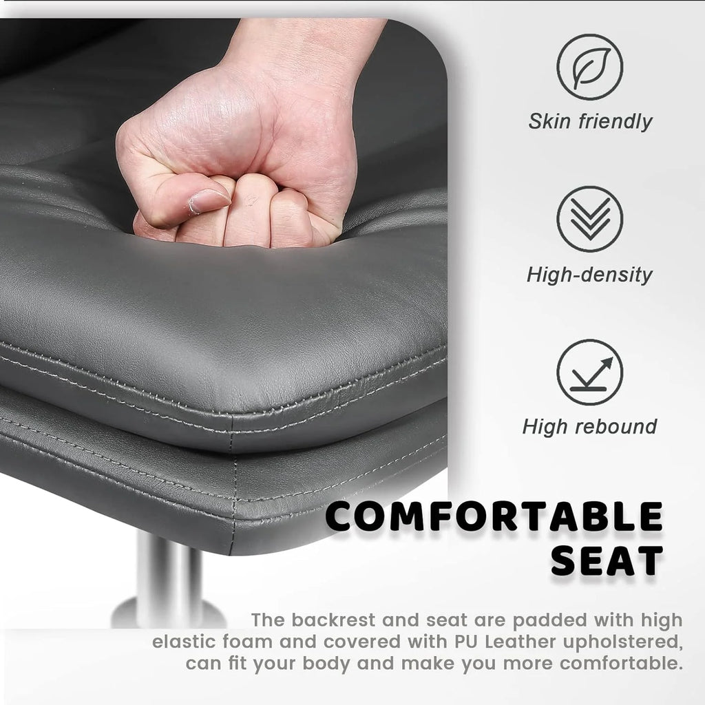 Grey PU Leather Armless Swivel Desk Chair H21932