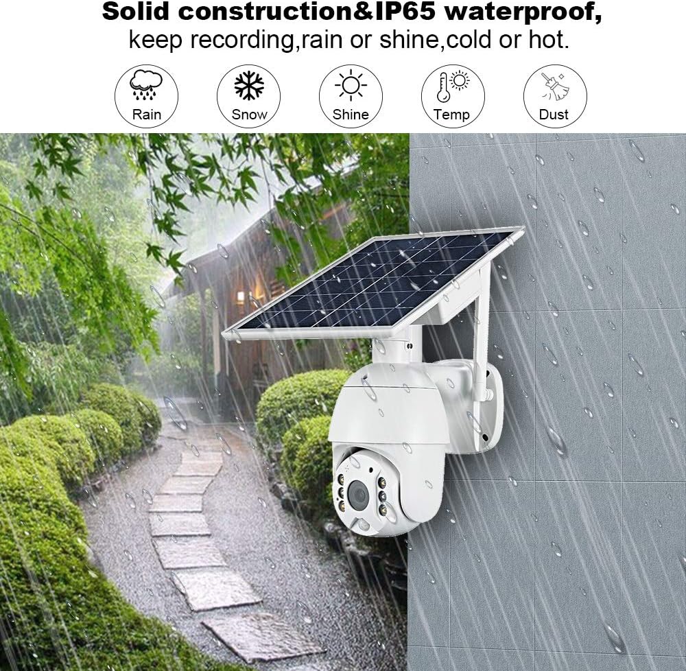 Wireless Solar Powered Battery PTZ IP Security Camera with 1080P Video Night Vision Spotlight 2-Way Audio C9736