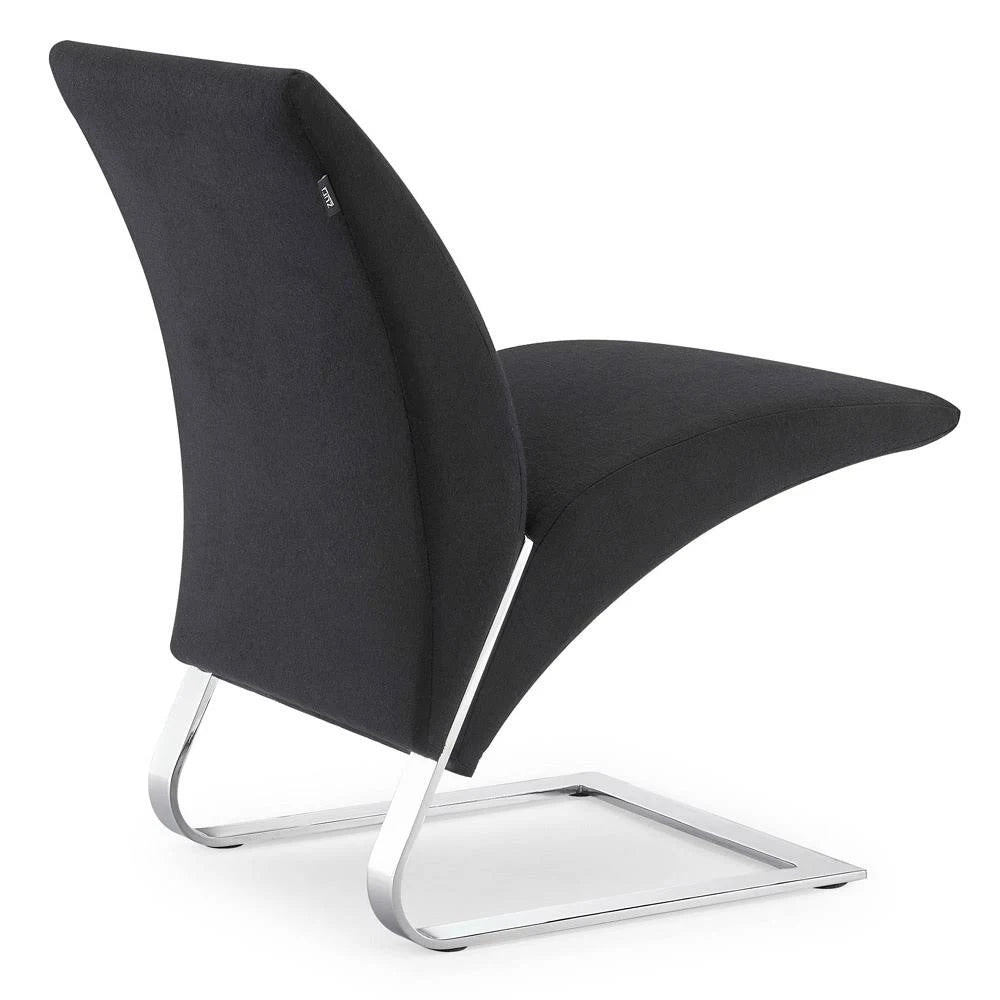 Black Cashmere Fabric Chair with Chrome Base O600276