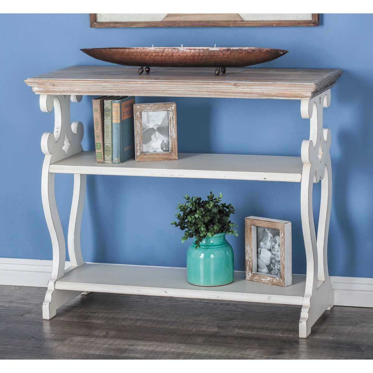 Farmhouse Decorative Console Table Ivory White 38"W Q2341