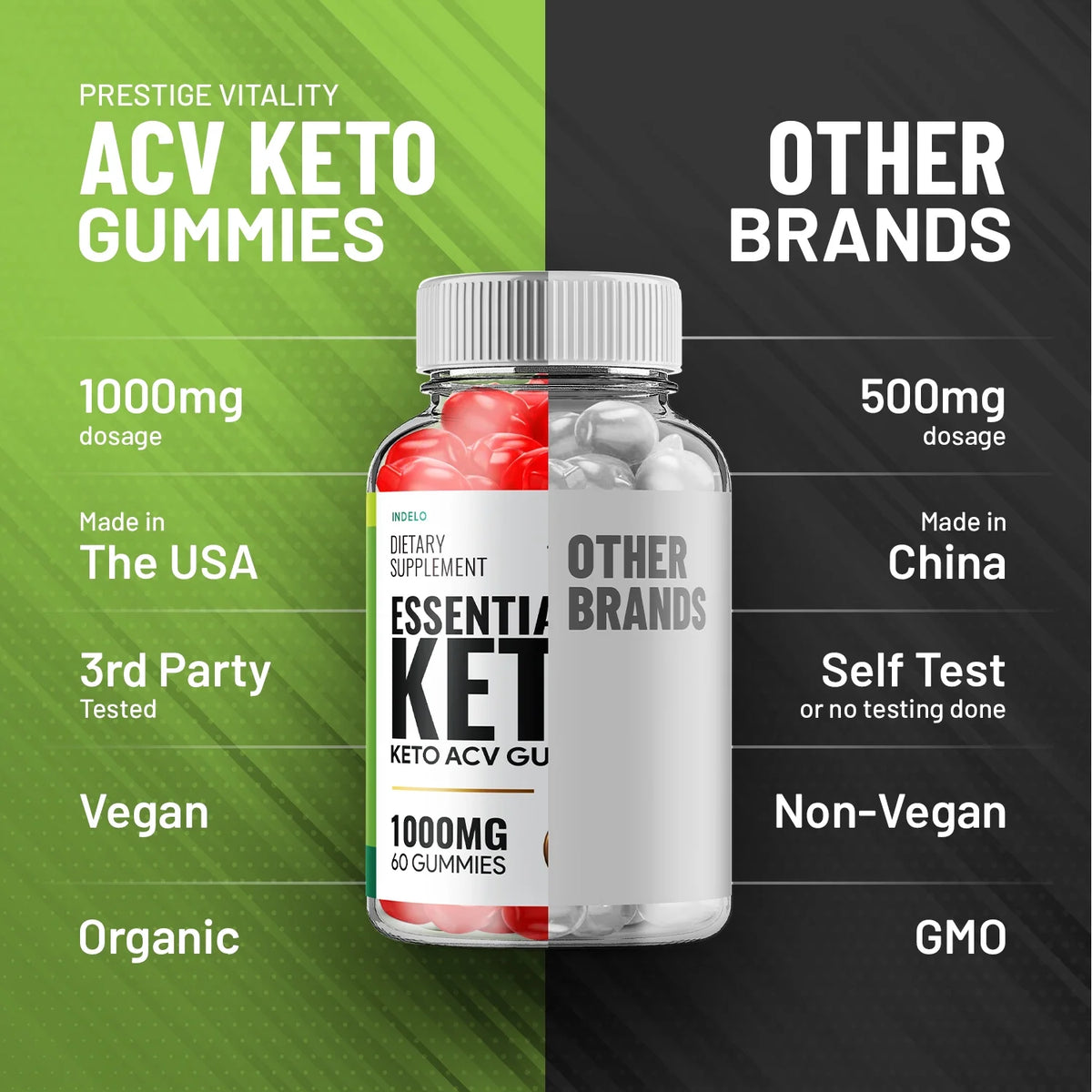 Keto ACV Gummies 1000MG with Folic Acid Beet Root 60 Gummies F1696