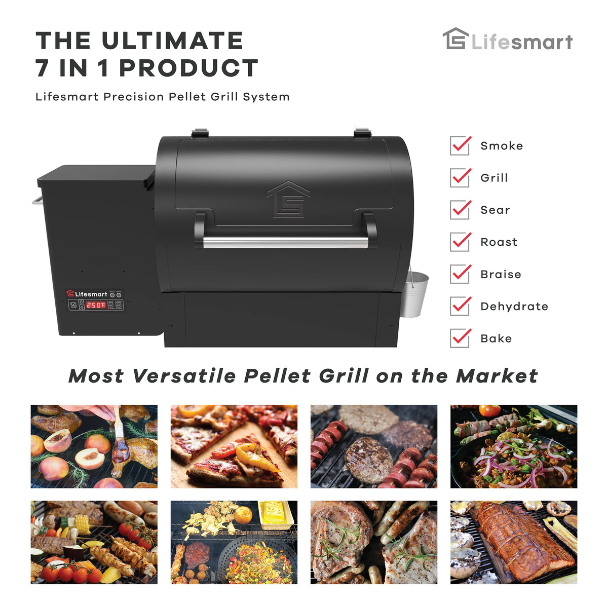 2000 Square Inch Pellet Grill and Smoker with 3 Cooking Racks P82288