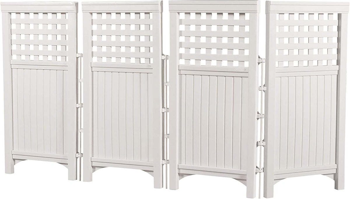 White 4 Panel Freestanding Reversible Outdoor Screen L60135
