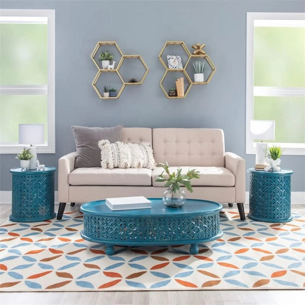 Blue Oval Wood Coffee Table A72797