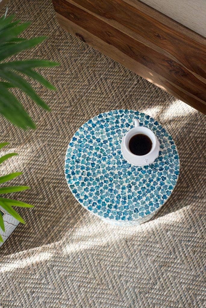 Blue Round Stool End Table A5130