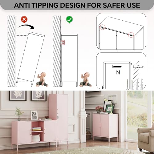 Metal Locker Storage Cabinet with Digital Lock, 3 Adjustable Shelves N752