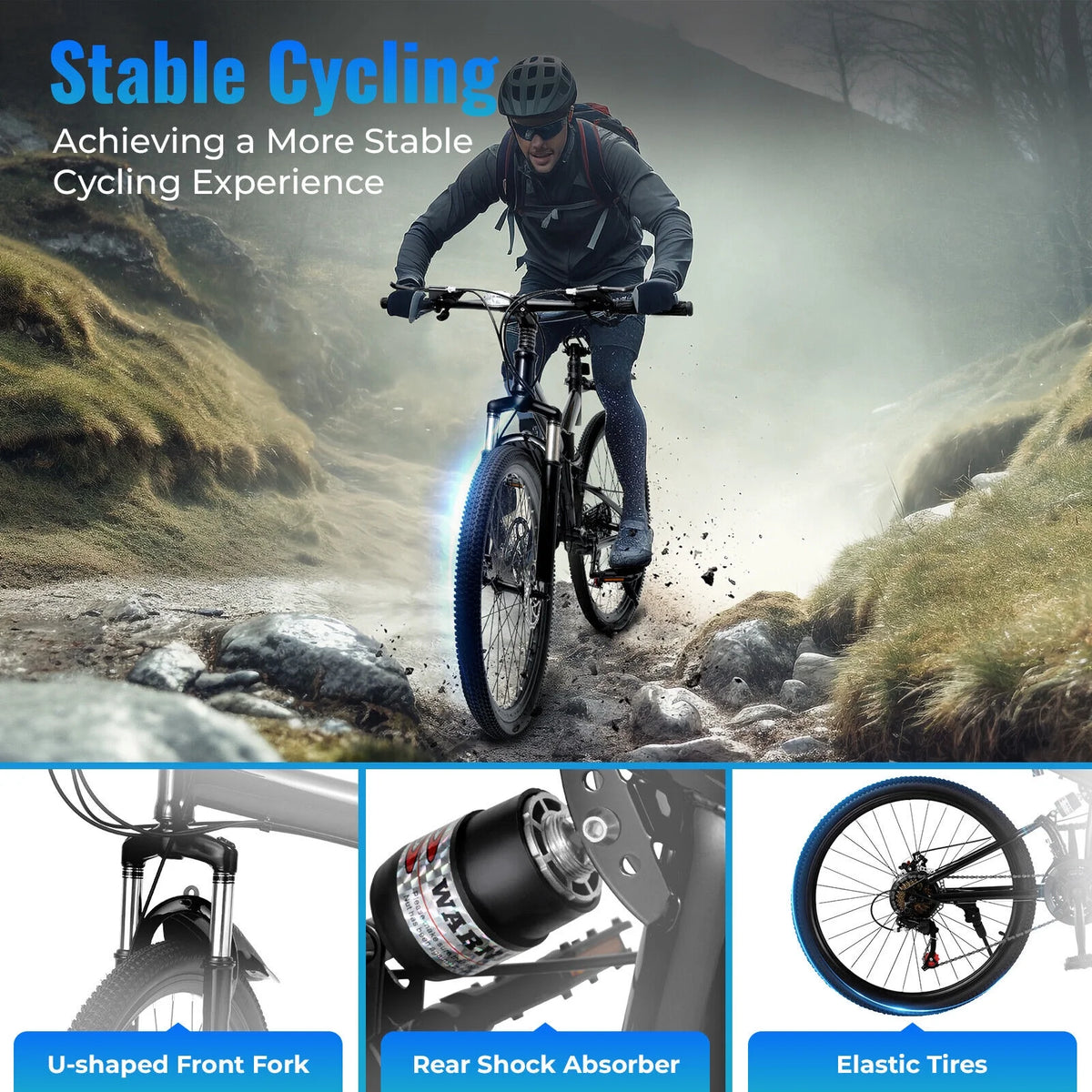 26 inch 21 Speed Full Suspension Folding Mountain Bike Y538286