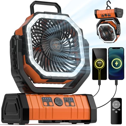 20000mAh Rechargeable Camping Fan with LED Lantern R7340