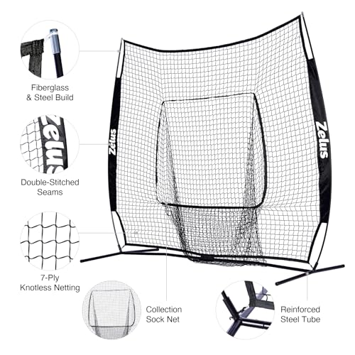 7x7ft Baseball Softball Practice Net with Tee and Carry Bag Q617