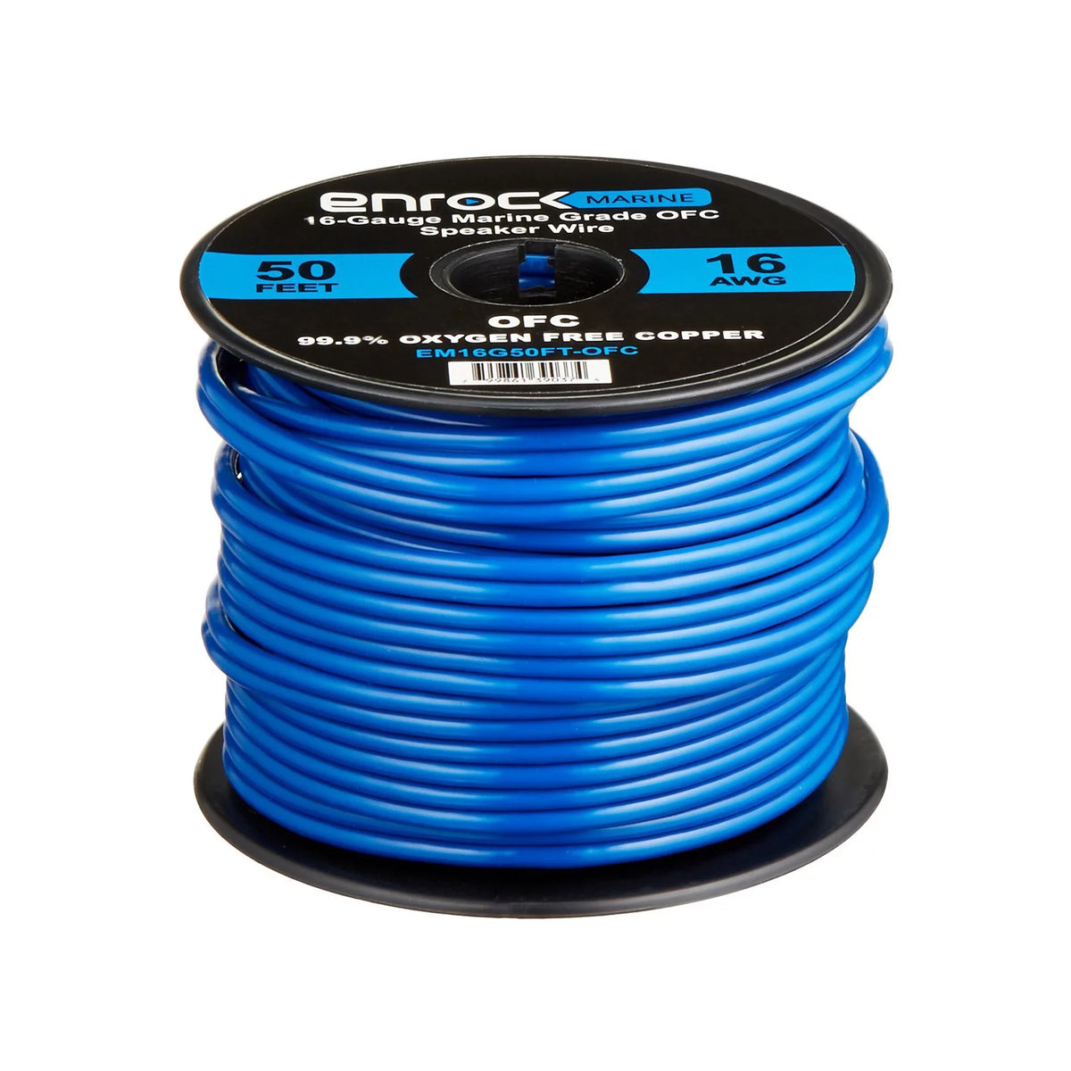 2 x 6.5" 2-Way 200W Marine Loudspeakers with Blue LED Light (Black), 50Ft 16-Gauge Tinned Speaker Wire R777