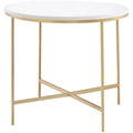 Round Marble Top End Table with X-Cross Base X5669