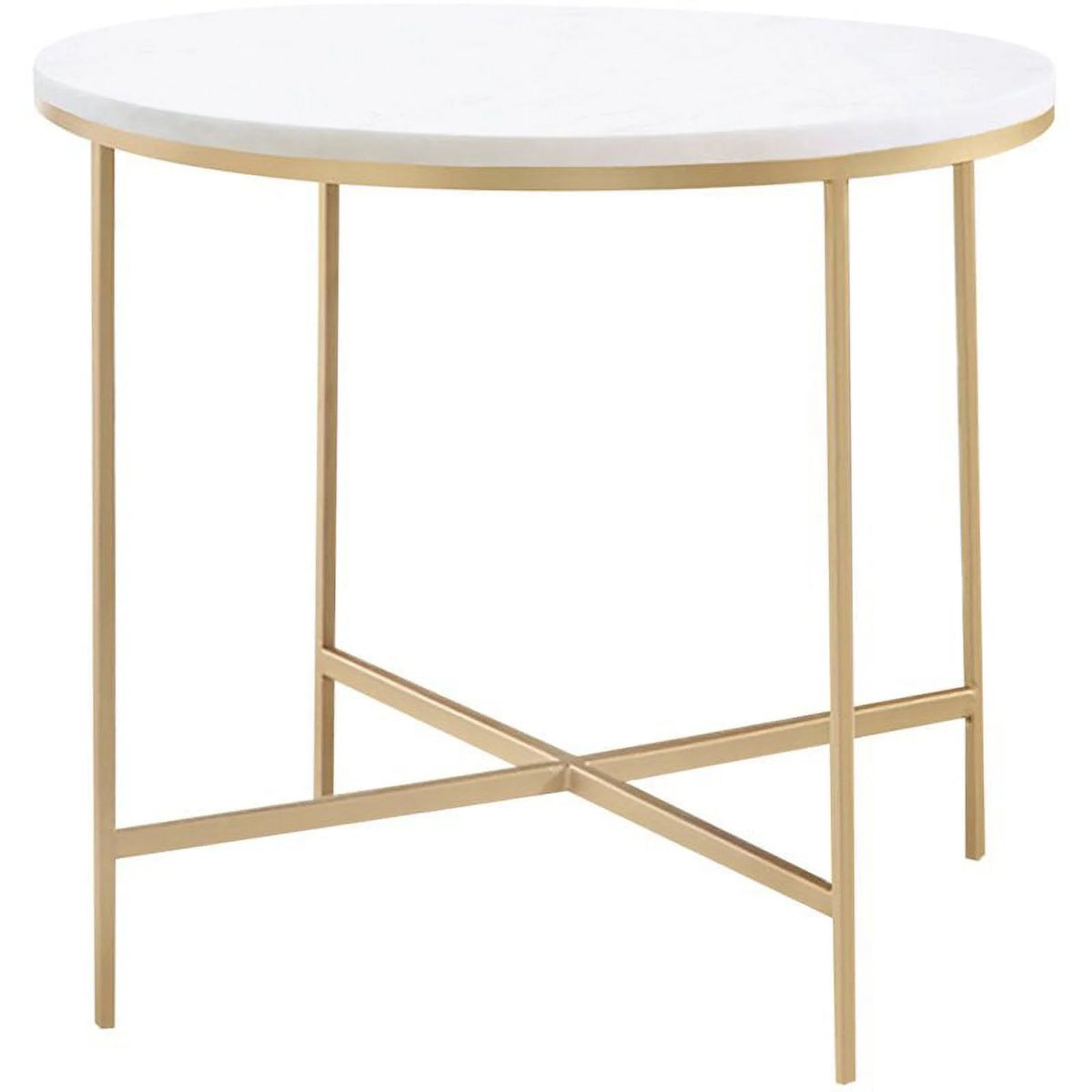 Round Marble Top End Table with X-Cross Base X5669