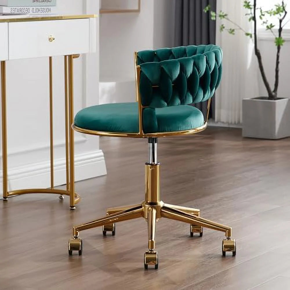 Dark Blue Velvet Desk Chair with Wheels K37379