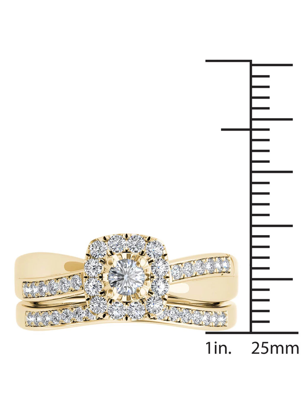 5/8Ct TDW Diamond 14k Yellow Gold Halo Bridal Set M89391