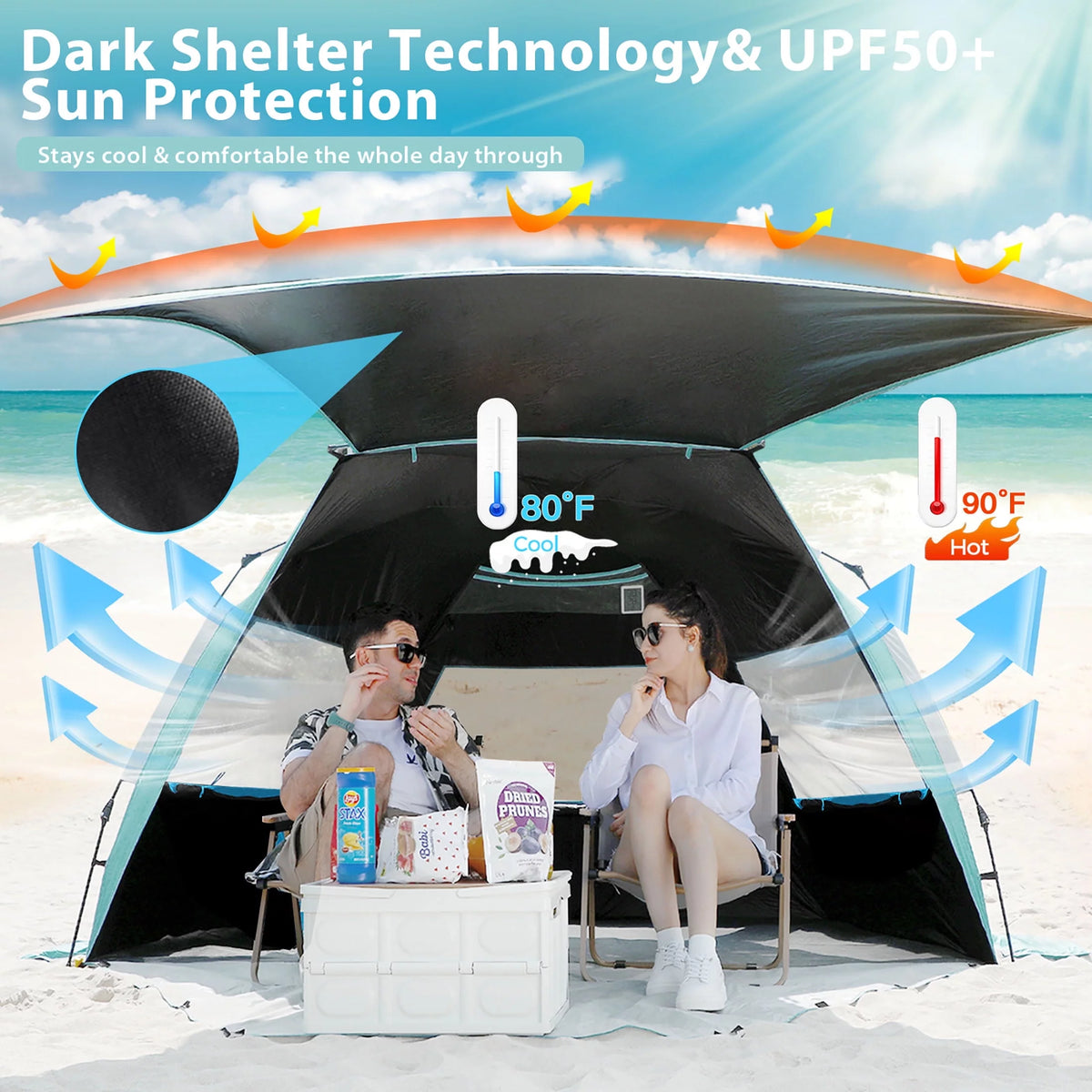 XL Pop-up Canopy Beach Tent for 4-6 Person, UPF 50+ Mint Green G72312