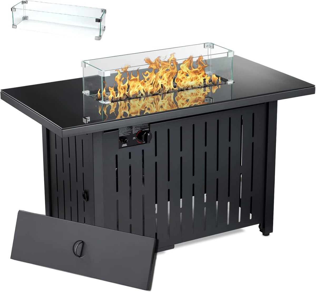 28 in 50,000 BTU Propane Gas Fire Pit Table with Volcanic Rock K3251