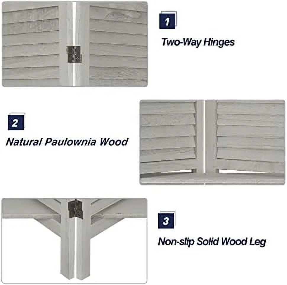 Wood 4 Panel Room Divider with Shelves A774