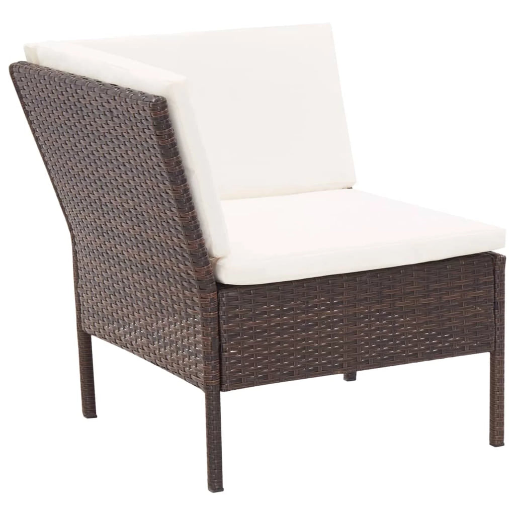 6 Piece White Cushioned Brown Poly Rattan Outdoor Conversation Set T705