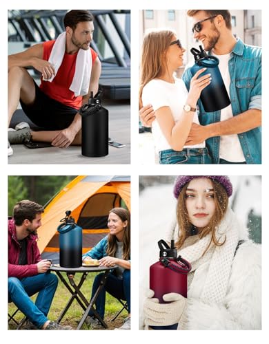 Insulated Water Bottle with Straw Lid Strap Carrier Boot & Paracord Handle P12650