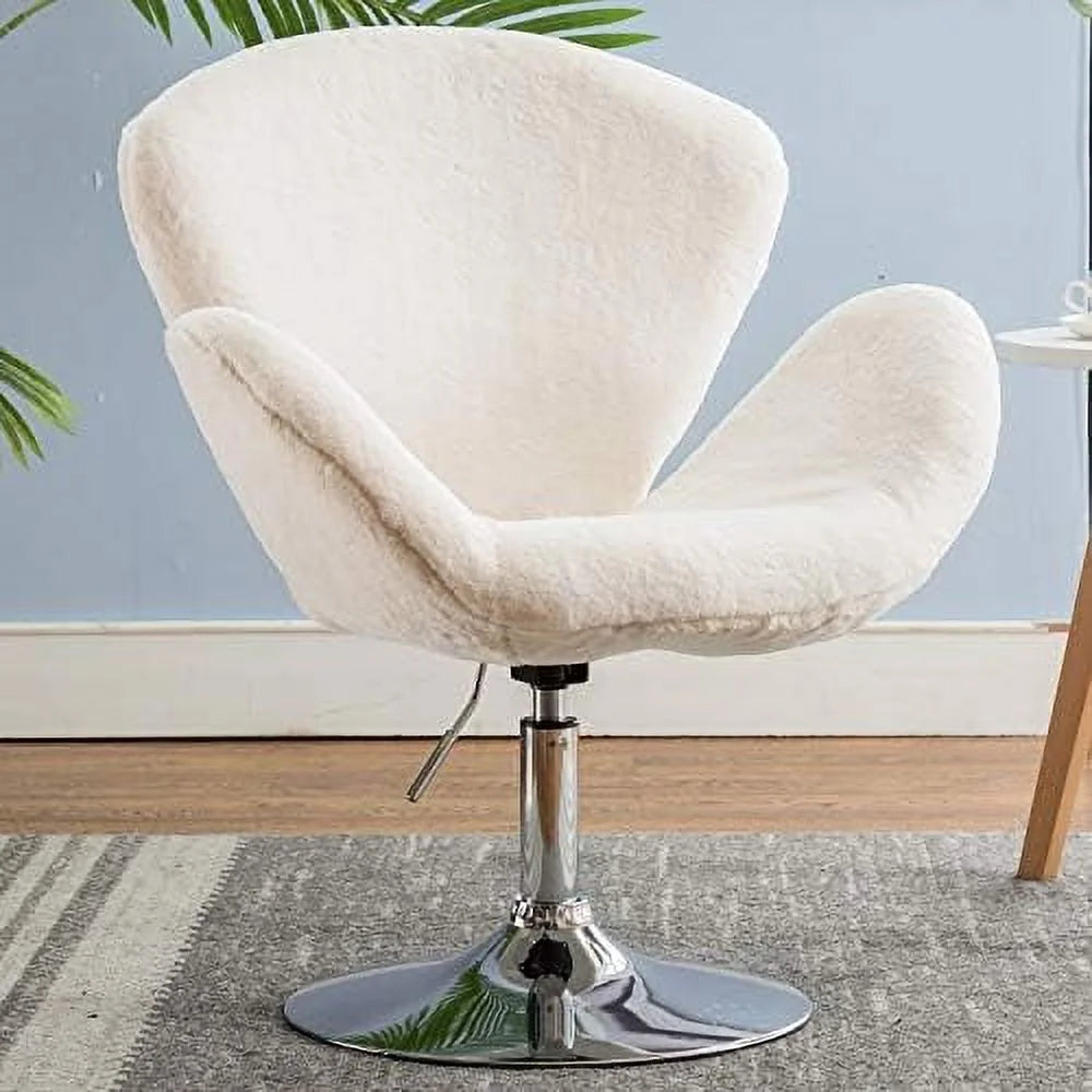 Faux Fur Plush Microfiber Swivel Height Adjustable Desk Chair J725649