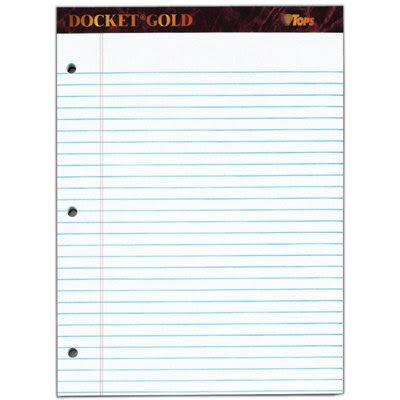 Writing Pads, 8-1/2" x 11-3/4", Narrow Rule, 3-Hole Punched, 100 Sheets, 2 Pack F115