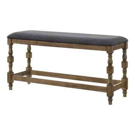 Antique Oak and Dark Gray Counter Height Bench J115810