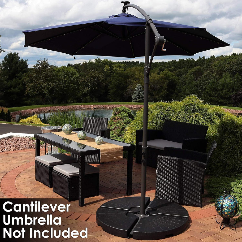 4-Piece Heavy-Duty Cantilever Offset Patio Umbrella Base Plates Black Y101