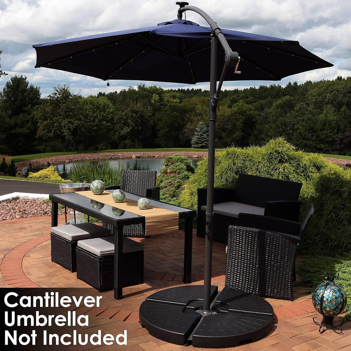 4-Piece Heavy-Duty Cantilever Offset Patio Umbrella Base Plates Black Y101