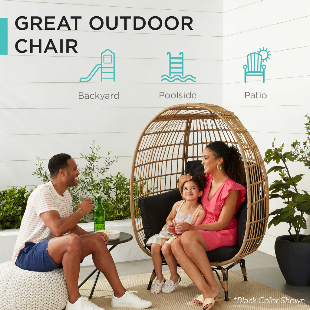 Oversized Wicker Egg Chair with Steel Frame R999