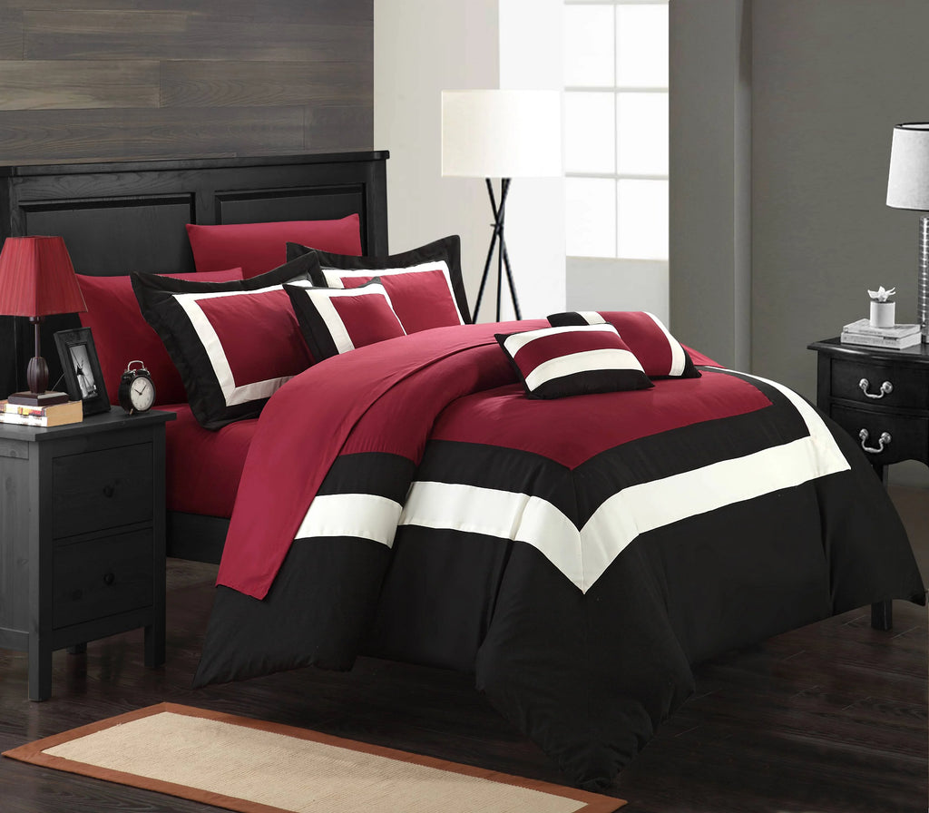10-Piece Color Block Comforter Set King E536319