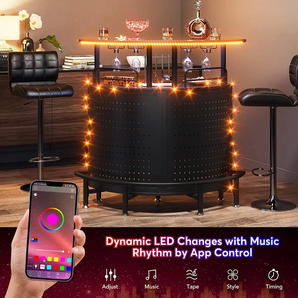 3-Tier Liquor Bar Table with Glasses Holder J325
